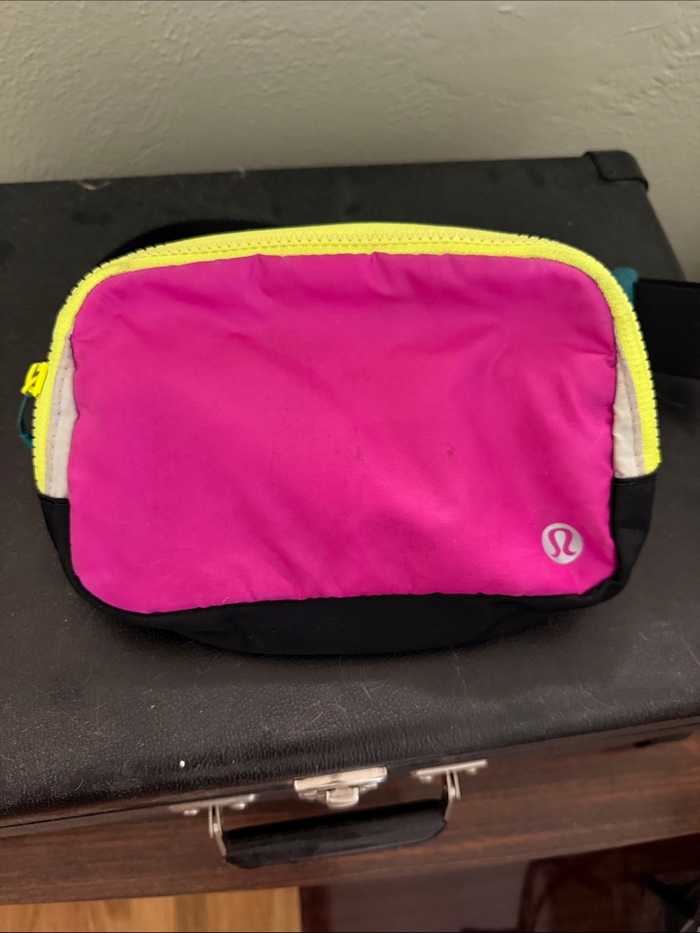 lululemon athletica Pink and Black Kids Waist Pack with Yellow Trim